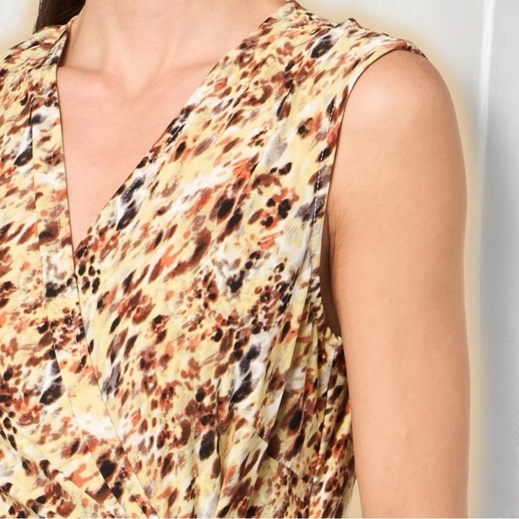 NWT Kasper ‘Naomi’ Everyday Knit Surplice Dress in “Daffodil / Vanilla Ice” 20W - Picture 2 of 16